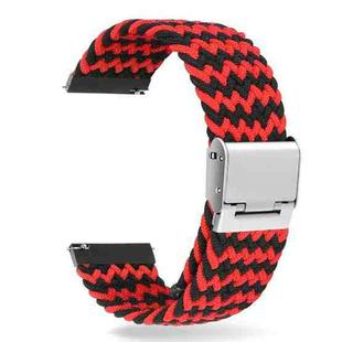 22mm Universal Metal Buckle Nylon Braided Watch Band(W Black Red)