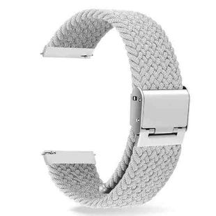 22mm Universal Metal Buckle Nylon Braided Watch Band(White)