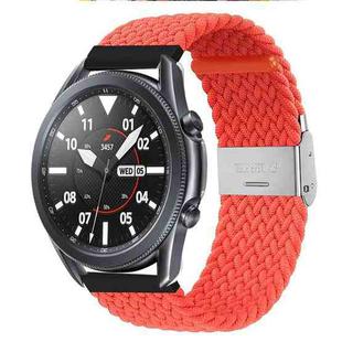 22mm Universal Metal Buckle Nylon Braided Watch Band(Bright Orange)