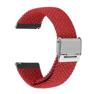 22mm Universal Metal Buckle Nylon Braided Watch Band(Red)