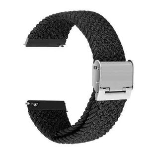 22mm Universal Metal Buckle Nylon Braided Watch Band(Black)