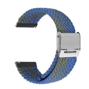 22mm Universal Metal Buckle Nylon Braided Watch Band(Z Blue Green)