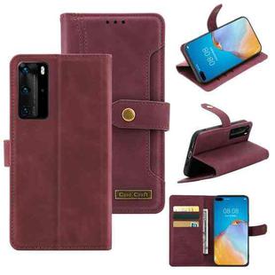 For Huawei P40 Pro+ Copper Buckle Horizontal Flip Leather Phone Case with Holder & Card Slots & Wallet(Maroon)