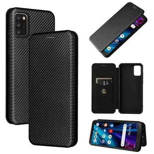 For TCL A3X Carbon Fiber Texture Horizontal Flip Leather Phone Case with Card Slot(Black)