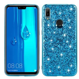 For Huawei Y6 Prime Glittery Powder Shockproof TPU Case(Blue)