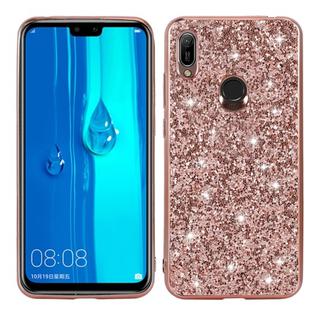 For Huawei Y6 Prime Glittery Powder Shockproof TPU Case(Rose Rold)