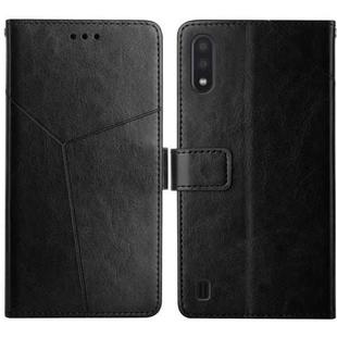 For Samsung Galaxy A01 Y Stitching Horizontal Flip Leather Case with Holder & Card Slots & Wallet & Photo Frame(Black)