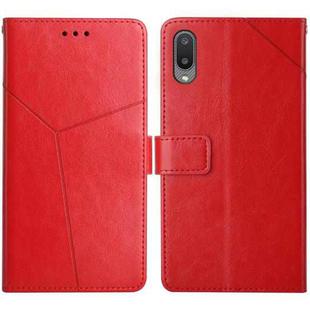 For Samsung Galaxy A02 EU Version Y Stitching Horizontal Flip Leather Case with Holder & Card Slots & Wallet & Photo Frame(Red)