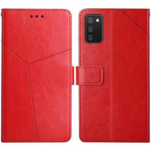 For Samsung Galaxy A02s Y Stitching Horizontal Flip Leather Case with Holder & Card Slots & Wallet & Photo Frame(Red)