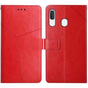 For Samsung Galaxy A20 / A30 Y Stitching Horizontal Flip Leather Case with Holder & Card Slots & Wallet & Photo Frame(Red)