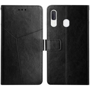 For Samsung Galaxy A20 / A30 Y Stitching Horizontal Flip Leather Case with Holder & Card Slots & Wallet & Photo Frame(Black)