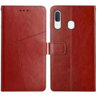 For Samsung Galaxy A20e Y Stitching Horizontal Flip Leather Case with Holder & Card Slots & Wallet & Photo Frame(Brown)