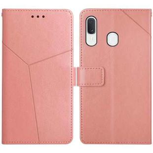 For Samsung Galaxy A20e Y Stitching Horizontal Flip Leather Case with Holder & Card Slots & Wallet & Photo Frame(Rose Gold)