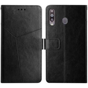 For Samsung Galaxy A20s Y Stitching Horizontal Flip Leather Case with Holder & Card Slots & Wallet & Photo Frame(Black)