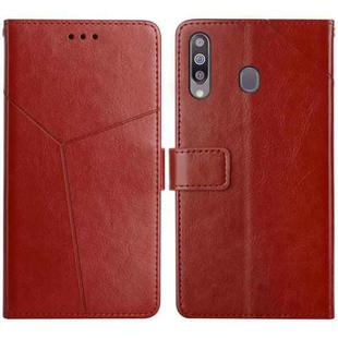 For Samsung Galaxy A20s Y Stitching Horizontal Flip Leather Case with Holder & Card Slots & Wallet & Photo Frame(Brown)