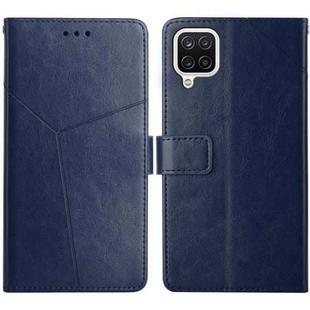 For Samsung Galaxy A22 4G Y Stitching Horizontal Flip Leather Case with Holder & Card Slots & Wallet & Photo Frame(Blue)