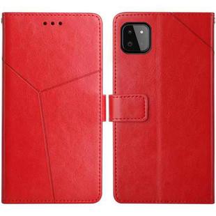 For Samsung Galaxy A22 5G Y Stitching Horizontal Flip Leather Case with Holder & Card Slots & Wallet & Photo Frame(Red)
