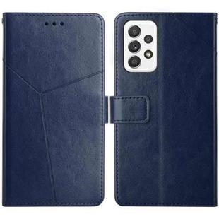 For Samsung Galaxy A32 4G Y Stitching Horizontal Flip Leather Case with Holder & Card Slots & Wallet & Photo Frame(Blue)