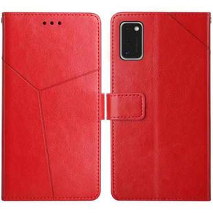 For Samsung Galaxy A41 EU Version Y Stitching Horizontal Flip Leather Case with Holder & Card Slots & Wallet & Photo Frame(Red)