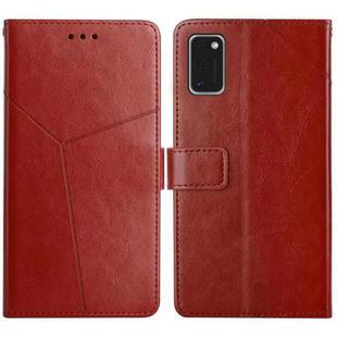 For Samsung Galaxy A41 EU Version Y Stitching Horizontal Flip Leather Case with Holder & Card Slots & Wallet & Photo Frame(Brown)