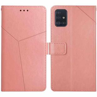For Samsung Galaxy A51 5G Y Stitching Horizontal Flip Leather Case with Holder & Card Slots & Wallet & Photo Frame(Rose Gold)
