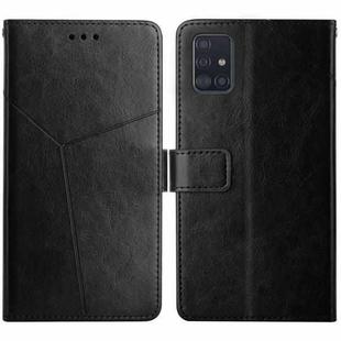 For Samsung Galaxy A71 Y Stitching Horizontal Flip Leather Case with Holder & Card Slots & Wallet & Photo Frame(Black)