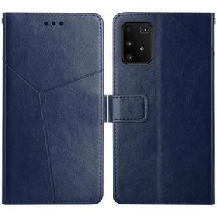 For Samsung Galaxy A91 Y Stitching Horizontal Flip Leather Case with Holder & Card Slots & Wallet & Photo Frame(Blue)
