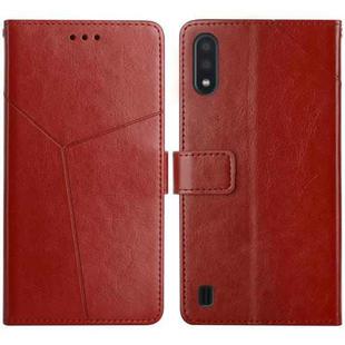 For Samsung Galaxy M10 / A10 Y Stitching Horizontal Flip Leather Case with Holder & Card Slots & Wallet & Photo Frame(Brown)