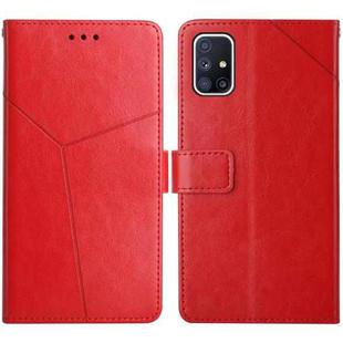 For Samsung Galaxy M51 Y Stitching Horizontal Flip Leather Case with Holder & Card Slots & Wallet & Photo Frame(Red)