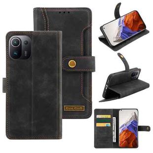 For Xiaomi Mi 11 Pro Copper Buckle Horizontal Flip Leather Phone Case with Holder & Card Slots & Wallet(Black)