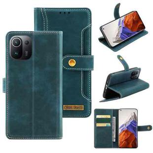 For Xiaomi Mi 11 Pro Copper Buckle Horizontal Flip Leather Phone Case with Holder & Card Slots & Wallet(Green)