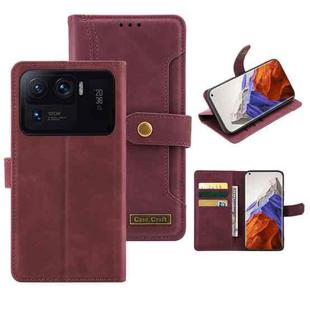 For Xiaomi Mi 11 Ultra Copper Buckle Horizontal Flip Leather Phone Case with Holder & Card Slots & Wallet(Maroon)