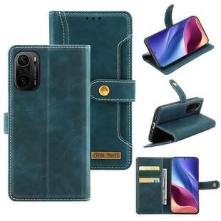 For Xiaomi Redmi K40 Copper Buckle Horizontal Flip Leather Phone Case with Holder & Card Slots & Wallet(Green)