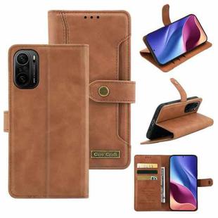 For Xiaomi Redmi K40 Pro+ Copper Buckle Horizontal Flip Leather Phone Case with Holder & Card Slots & Wallet(Brown)