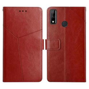 For Honor Y8s Y Stitching Horizontal Flip Leather Phone Case with Holder & Card Slots & Wallet & Photo Frame(Brown)