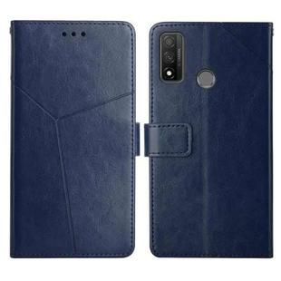 For Huawei P Smart 2020 Y Stitching Horizontal Flip Leather Phone Case with Holder & Card Slots & Wallet & Photo Frame(Blue)