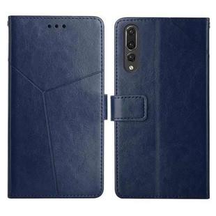 For Huawei P20 Pro Y Stitching Horizontal Flip Leather Phone Case with Holder & Card Slots & Wallet & Photo Frame(Blue)