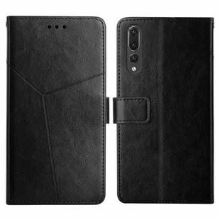 For Huawei P20 Pro Y Stitching Horizontal Flip Leather Phone Case with Holder & Card Slots & Wallet & Photo Frame(Black)