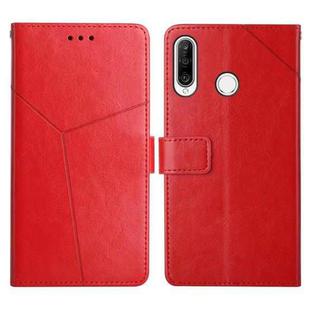 For Huawei P30 Lite Y Stitching Horizontal Flip Leather Phone Case with Holder & Card Slots & Wallet & Photo Frame(Red)
