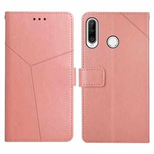 For Huawei P30 Lite Y Stitching Horizontal Flip Leather Phone Case with Holder & Card Slots & Wallet & Photo Frame(Rose Gold)