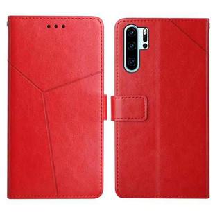 For Huawei P30 Pro Y Stitching Horizontal Flip Leather Phone Case with Holder & Card Slots & Wallet & Photo Frame(Red)