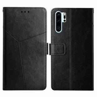 For Huawei P30 Pro Y Stitching Horizontal Flip Leather Phone Case with Holder & Card Slots & Wallet & Photo Frame(Black)