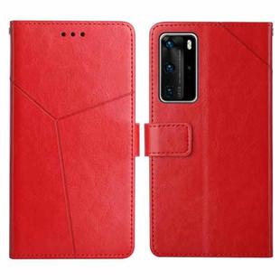 For Huawei P40 Pro Y Stitching Horizontal Flip Leather Phone Case with Holder & Card Slots & Wallet & Photo Frame(Red)