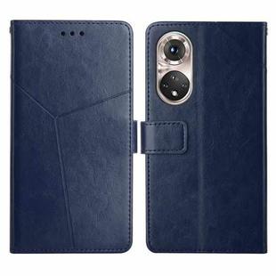 For Huawei P50 Pro Y Stitching Horizontal Flip Leather Phone Case with Holder & Card Slots & Wallet & Photo Frame(Blue)