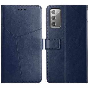 For Samsung Galaxy Note20 Y Stitching Horizontal Flip Leather Case with Holder & Card Slots & Wallet & Photo Frame(Blue)