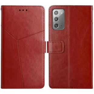 For Samsung Galaxy Note20 Y Stitching Horizontal Flip Leather Case with Holder & Card Slots & Wallet & Photo Frame(Brown)