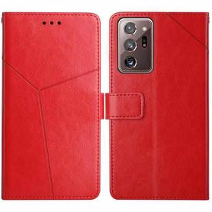 For Samsung Galaxy Note20 Ultra Y Stitching Horizontal Flip Leather Case with Holder & Card Slots & Wallet & Photo Frame(Red)