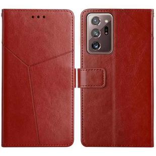 For Samsung Galaxy Note20 Ultra Y Stitching Horizontal Flip Leather Case with Holder & Card Slots & Wallet & Photo Frame(Brown)