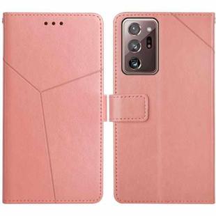 For Samsung Galaxy Note20 Ultra Y Stitching Horizontal Flip Leather Case with Holder & Card Slots & Wallet & Photo Frame(Rose Gold)