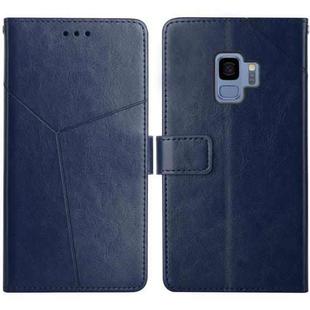 For Samsung Galaxy S9 Y Stitching Horizontal Flip Leather Case with Holder & Card Slots & Wallet & Photo Frame(Blue)